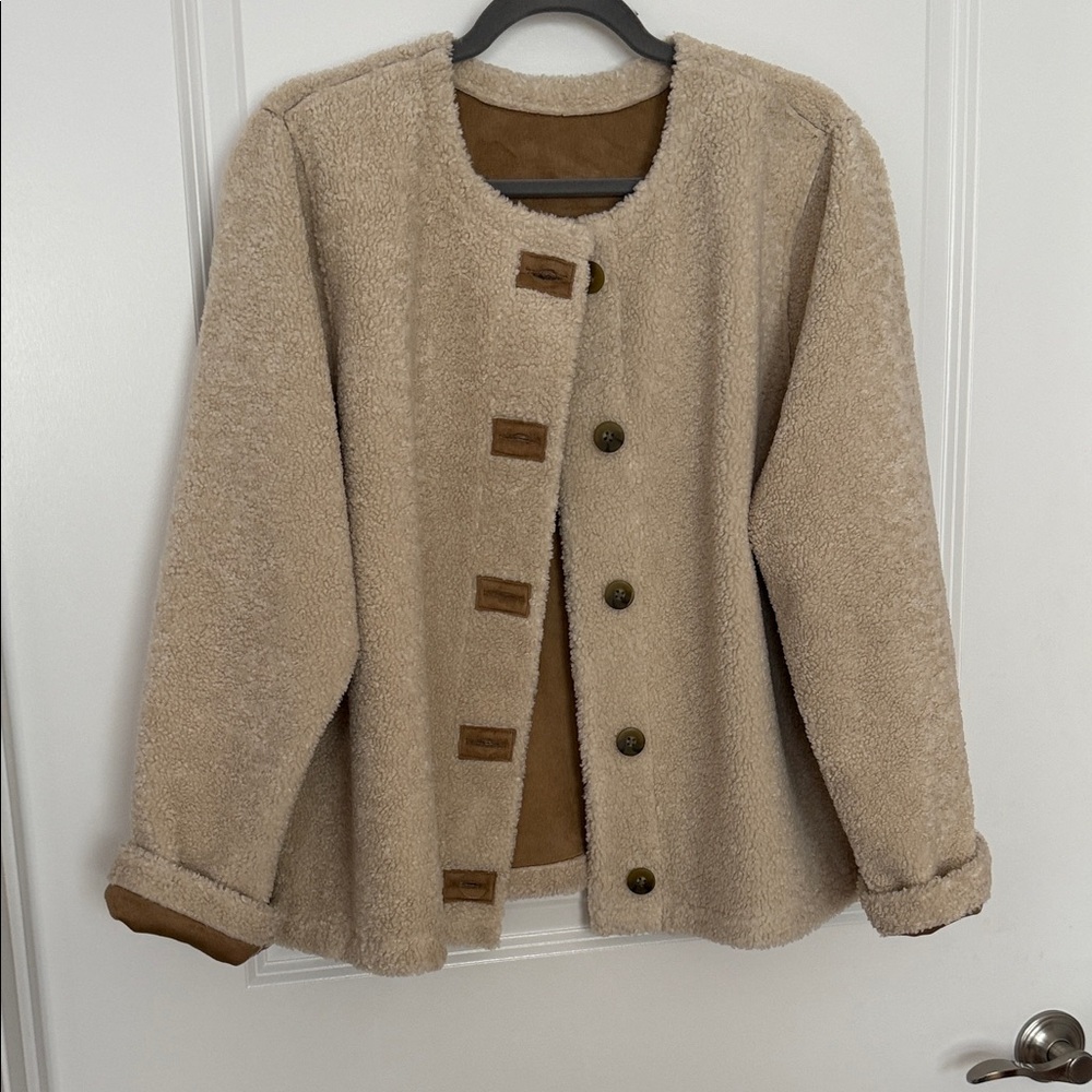 J Jill off white / Tan Women's Jacket reversible XL